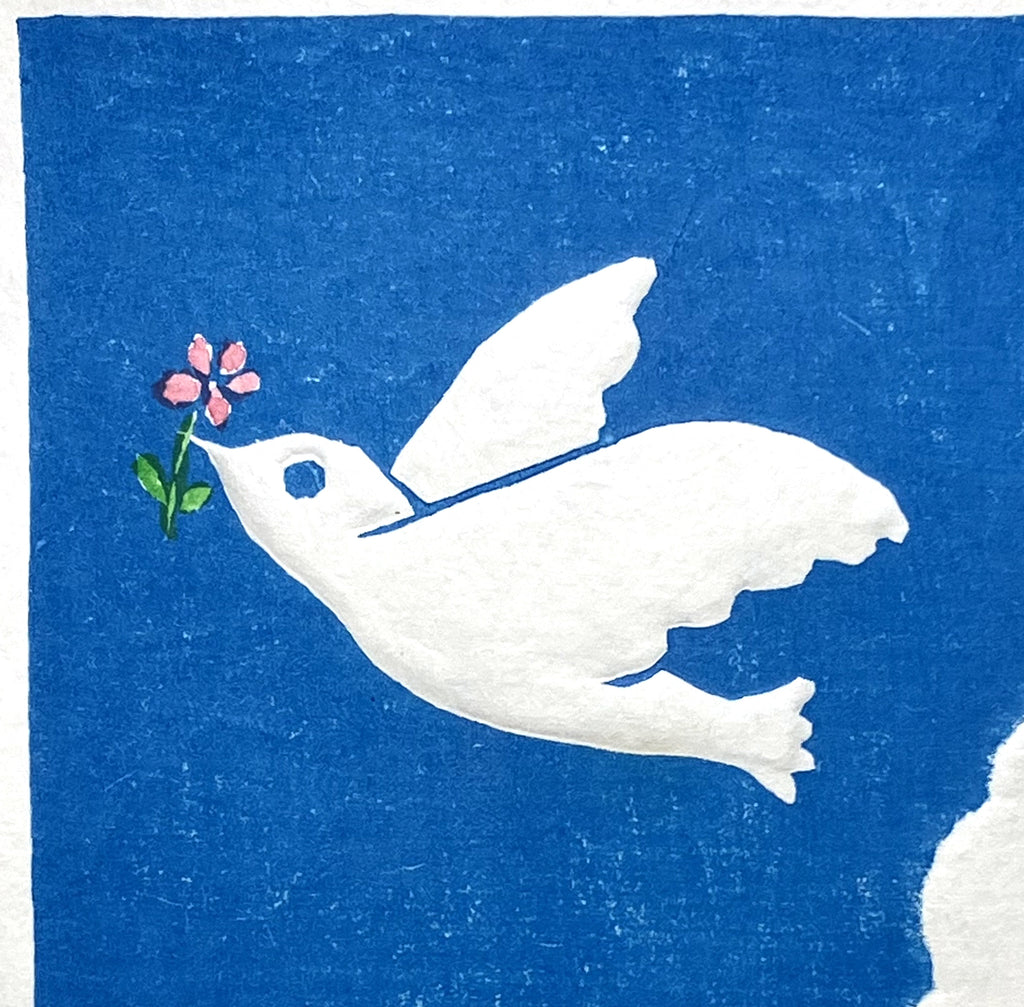 白峰を使った木版画作品