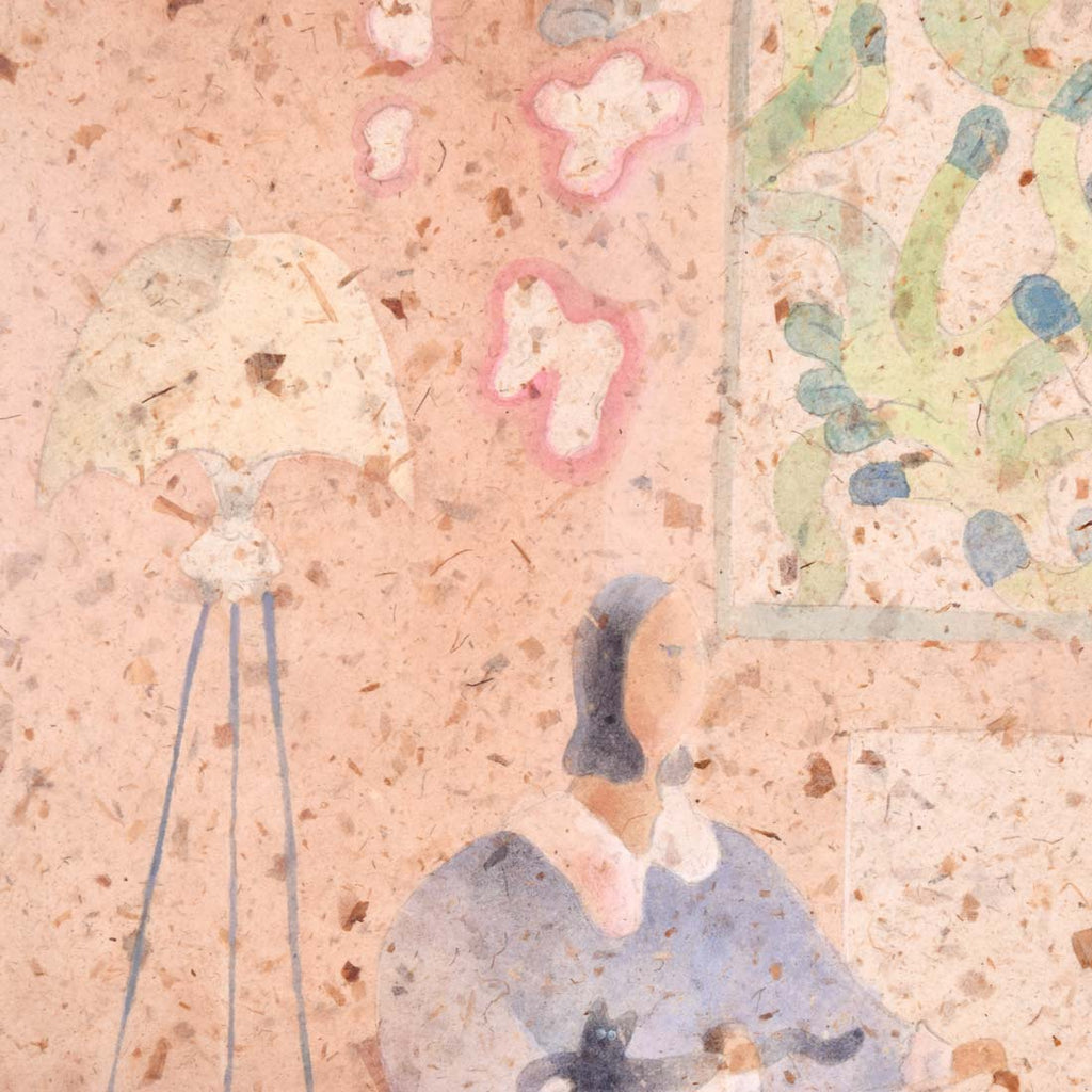 ベジタブル紙(玉葱)を使用したアクリル絵画作品